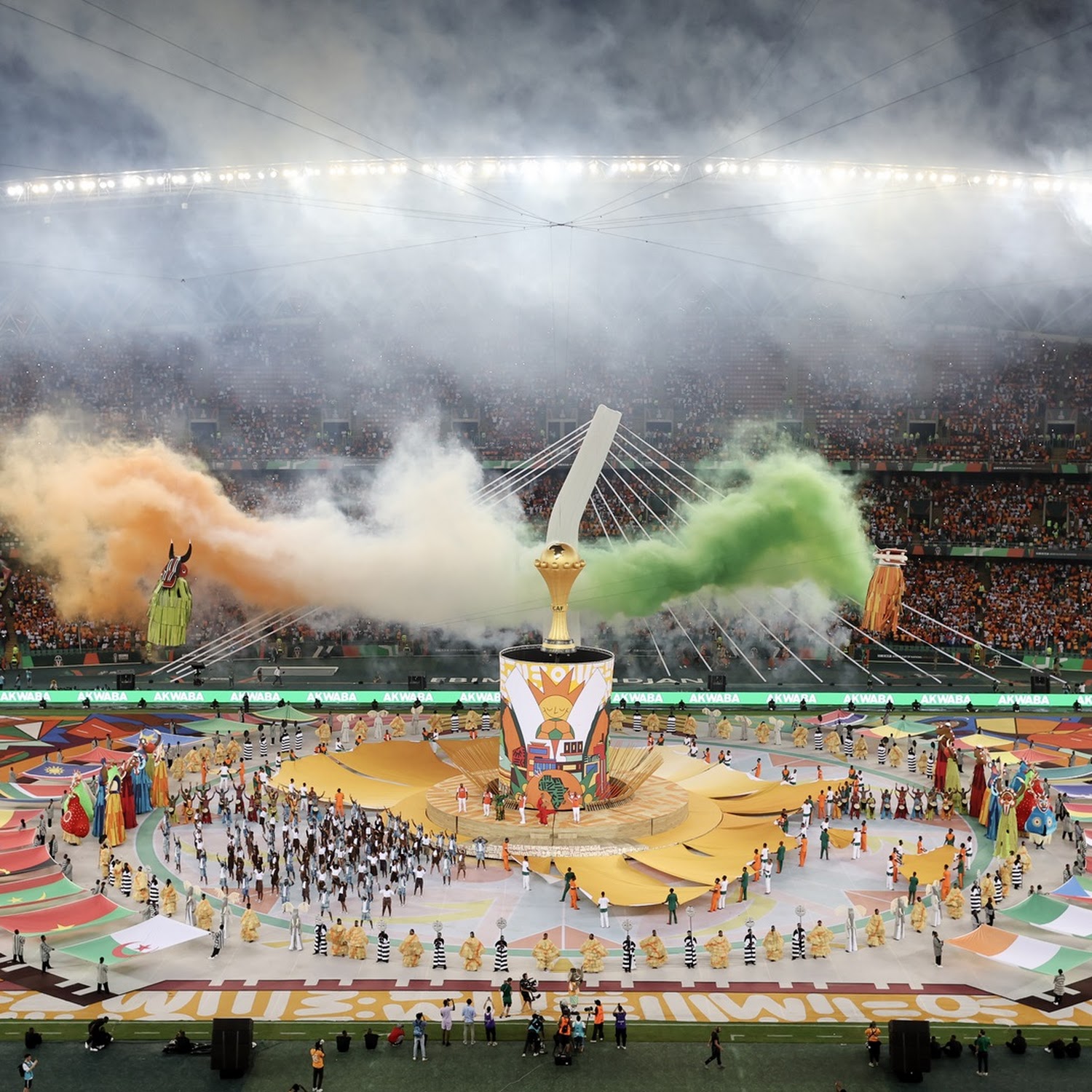 Opening Ceremony during the 2023 Africa Cup of Nations Final match between Cote dIvoire and Guinea Bissau at the Alassane Ouattara Stadium in Abidjan, Cote dIvoire ©Gavin Barker/BackpagePix