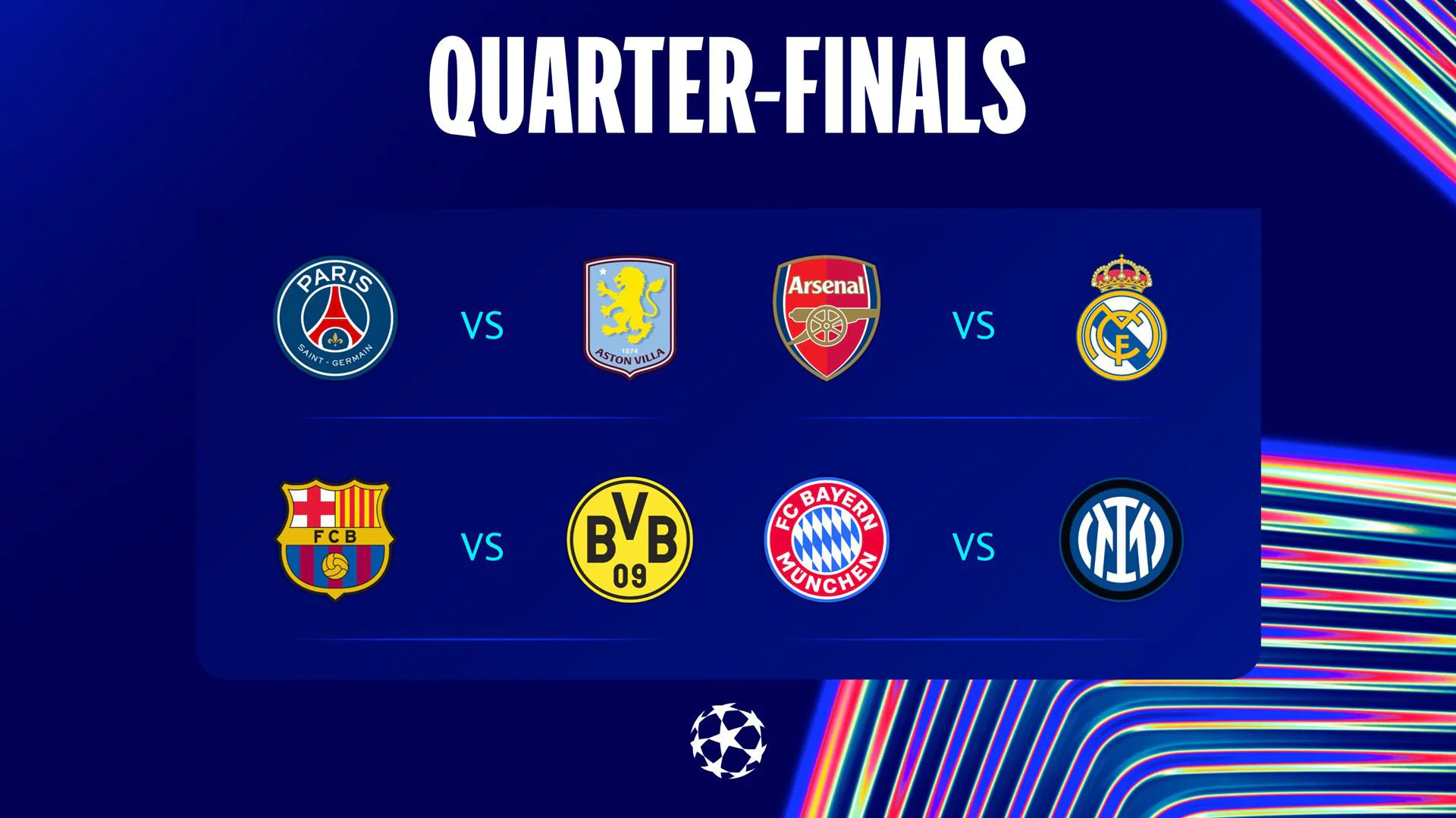 FULL LIST: UEFA Champions League Quarter-Final Fixtures