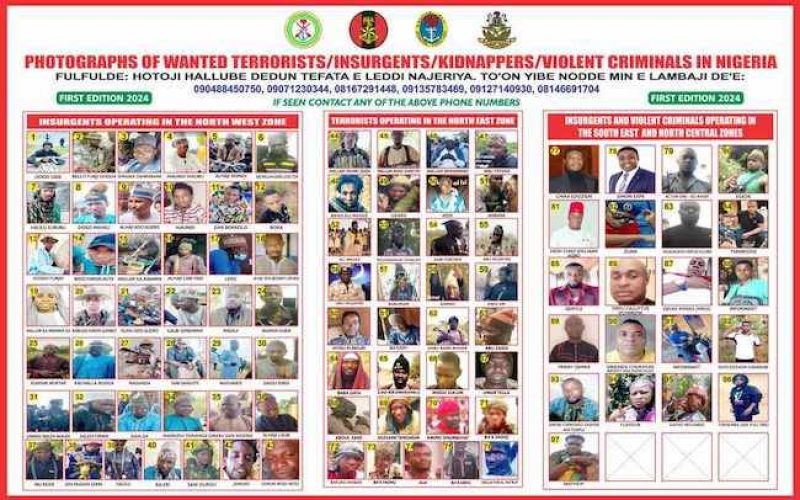 DHQ Releases Roster: 97 Individuals Sought for Terrorism and More