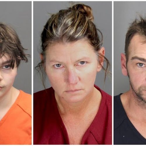 Ethan Robert Crumbley, 15, charged with first-degree murder in a high school shooting, poses in a jail booking photograph taken at the Oakland County Jail in Pontiac, Michigan, U.S. December 1, 2021, in a combination photograph with his parents Jennifer Lynn Crumbley and James Robert Crumbley who were taken into custody December 3, 2021.  Oakland County Sheriff's Office/Handout via REUTERSTHIS IMAGE HAS BEEN SUPPLIED BY A THIRD PARTY. THIS PICTURE WAS PROCESSED BY REUTERS TO ENHANCE QUALITY. AN UNPROCESSED VERSION HAS BEEN PROVIDED SEPARATELY 